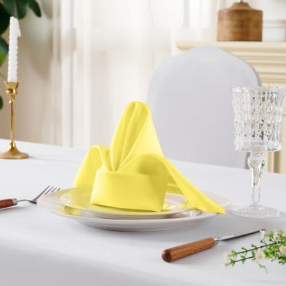 VidaFete Yellow Cloth Napkin, 17 x 17 Inch Polyester Napkins Set of 12 | Polyester Napkins Cloth Reusable & Wrinkle-Resistant Dinner Napkins for Weddings, Banquets, Parties, Hotels and Restaurants - color: Yellow, size: 17" x 17" (Set of 12)