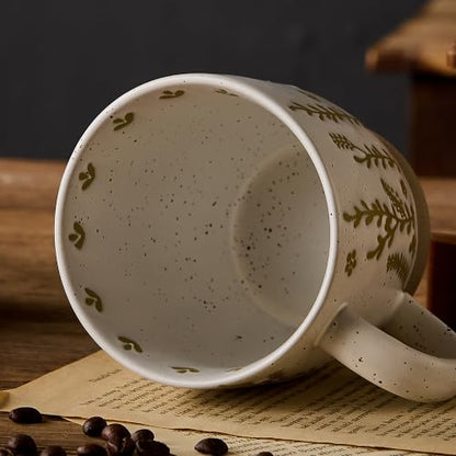 18 Oz Large Ceramic Coffee Mug Set of 2 - Rustic Handmade Floral Mugs with Handle, Microwave Safe for Latte Espresso Cappuccino Tea Cocoa Milk, Modern Unique Big Cups for Kitchen Women(Sage Green) - color: Sage Green