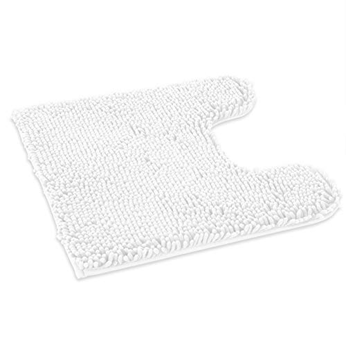 Standard 24"x21" U-Shaped Non-Slip Shaggy Chenille Toilet Contour Bathroom Rug with Water Absorbent, White - color: White, size: 24" x 21" (U-Shaped)