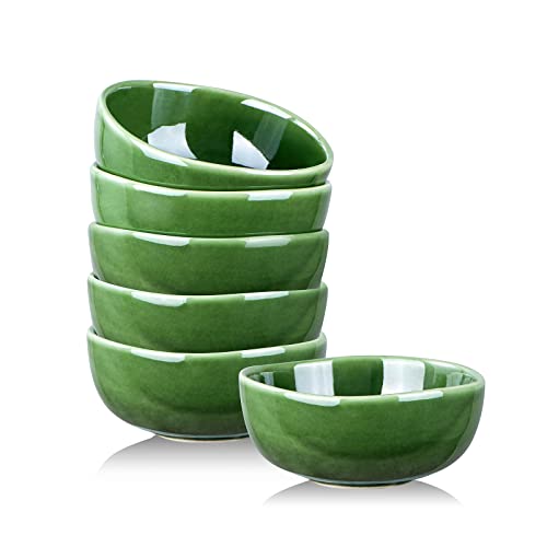 vicrays Ceramic Cereal Bowls Set - Porcelain 26 Ounce Soup Salad Bowls - Rice Dessert Cream Bowls Set - Chip Resistant Dishwasher Microwave Safe - Set of 6 (Green) - color: Green