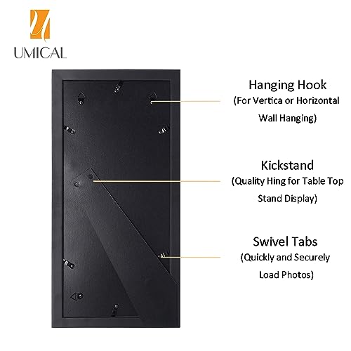 5x7 3-Opening Collage Picture Frame Black Wood | Shatter-resistant glass, tabletop stand & wall mounting, for 5x7 inch pictures - size: 5x7 - 3 Opening
