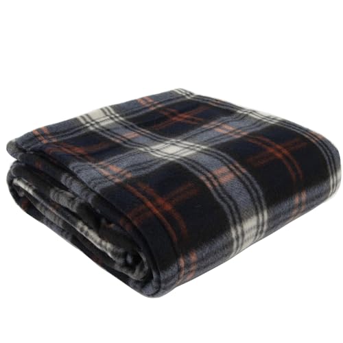 Trail maker 50x60 Throw Blankets, Plaid Fleece Throw Blankets for Bedroom, Couch, Livingroom, Chair, Pets, Outdoors - color: Black