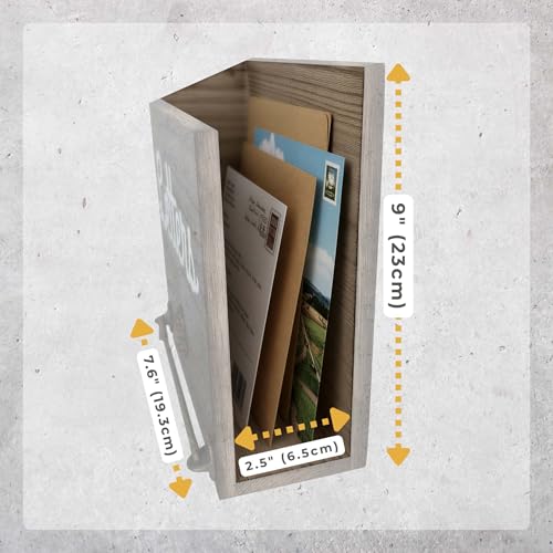 eBun Narrow Wood Mail Holder | Wall Mount, No-Drill Magnetic, Vertical Letter Slot, Entryway Decor - color: 1-pack Letters No Key Holder