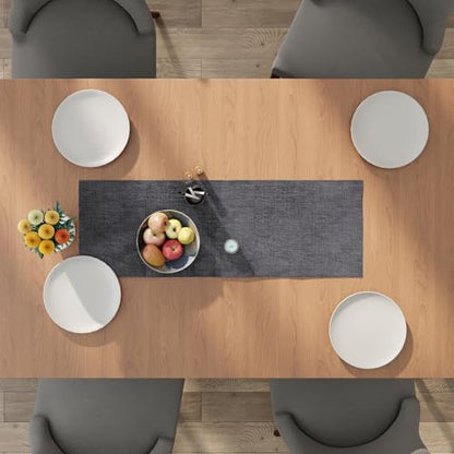 Encasa XO Table Runner 2 Seater, Soft Chenille 13"x36" | Grey, Woven Rib Texture | Machine Washable | Colorfast & Shrink Resistant | Durable Polyester Yarns - color: Grey, size: 13x36 in