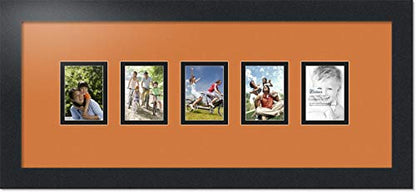 ArtToFrames Collage Photo Frame Double Mat with 5-2.5x3.5 Openings with Satin Black Frame and Octoberfest mat. - color: October Fest, size: 2.5x3.5