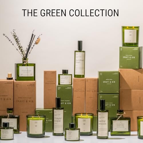 Craft & Kin Reed Diffuser with Dried Flowers | 5 oz Stone Fruit & Sage Scented Holiday Reed Diffusers for Home, Bathroom | Scent Sticks | Elegant Fragrance Home Decor for Men & Women - size: 5 oz