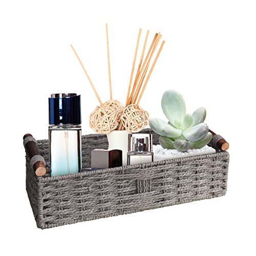 Basket for Toilet Paper Storage Baskets for Bathroom Decor Organizing | with Handle for Bedroom Home Decor and Shelves Apartment Countertop Use,Gray - color: Grey