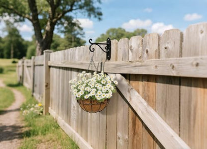 2 Pack 10 inch Metal Hanging Baskets for Plants, Round Metal Wire Hanging Basket Planter with Coco Fiber Liners Chain for Garden Home Porch Patio, Flower Border - size: 10" x 2 Pack, style: Flower Border