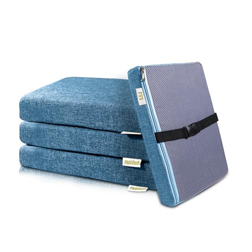 4PCS Linen Soft Foam Seat Cushion | 14x10x2 Inches Bar Stool Cushions Square | Thickened Recliner Cushion | Chair Cushion with Removable Cover (Indigo Blue) - color: 4pcs Indigo Blue, size: 14x10x2IN