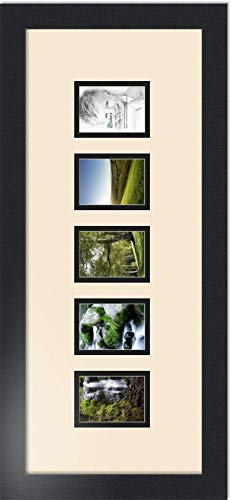ArtToFrames Collage Photo Frame Double Mat with 5-2.5x3.5 Openings with Satin Black Frame and Alabaster mat. - color: Alabaster, size: 2.5x3.5