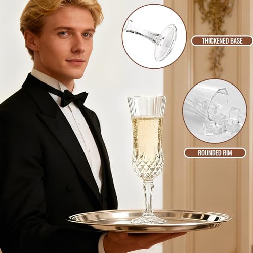 Set of 6 Champagne Flutes, 5.47oz Prosecco Glasses, Transparent, Reusable, Elegant Design, Dishwasher Safe, Durable Glass Perfect for Celebrations Modern Minimalist Style