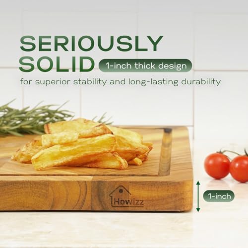 Howizz Solid Acacia Wood 20"x15" Large Cutting Board, Herringbone Chevron Cutting Board Large Grazing Board Charcuterie Serving Board, Non Toxic Natural Solid Wood Thick Wooden Chopping Boards - color: Premium Herringbone, size: 20"L x 15"W