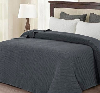 100% Cotton Waffle Weave Blanket, Twin Size 60 x 90 Inches, 300 GSM Lightweight Breathable Cooling Bed Blanket for Summer & All Season, Soft Woven Blanket, Grey - color: Grey, size: 60x90-Twin