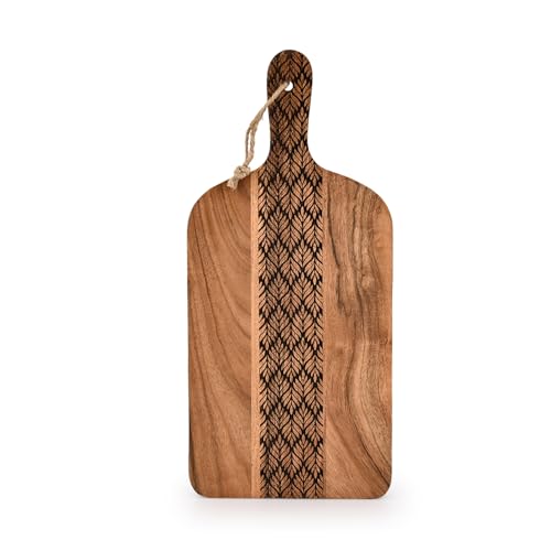 Kimona Cutting Board Acacia Wood Cutting Board with Handle for Meat, Cheese Board, Vegetables, Bread, Decorative Wooden Serving Board for Kitchen (15" X 7" X 0.75")