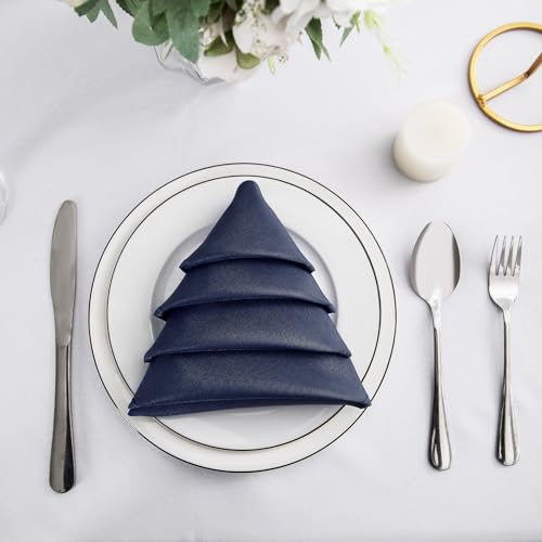 Bailarina Cloth Napkins Set of 80,17x17 inches Dinner Napkins Cloth Washable,Polyester Square Table Cloth Napkin Bulk with Hemmed Edges Ideal for Banquets, Parties and Weddings-Navy Blue - color: Navy Blue