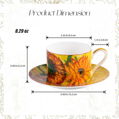KAMMAK Tea Cups and Saucers Set of 2, Porcelain Coffee Cups, JBE007 | Stackable Espresso Mugs, Ceramic Demitasse for Coffee, Cappuccino, Latte, Americano, Tea - size: 8CZJBE007