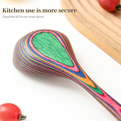 Gudamaye Pakkawood Rainbow Deep Soup Ladle with Spout, 9.6 inch Big Soup Ladle for Cooking - style: 1 PC Rainbow Ladle with Spout
