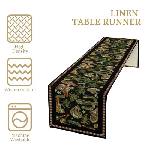 Day of The Dead Table Runner, Dia De Los Muertos Mexican Halloween Sugar Skull Cactus Table Runner for Home Kitchen Dining Table Holiday 13x36in - color: Mexican-1, size: 13x36in