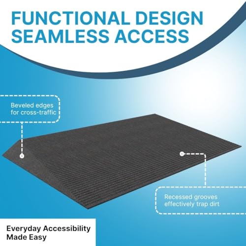 EZ-ACCESS Transitions Angled Entry Mat for Raised Thresholds - color: Black, size: 2.5 Inches