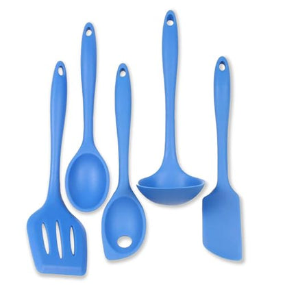 Chef Craft 42075 5 Piece Silicone Kitchen Tool and Utensil Set, Blue - color: Blue, size: 5 Piece Set