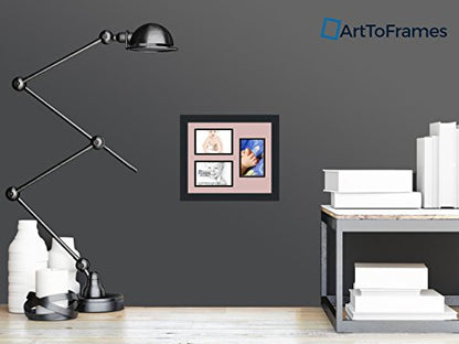 ArtToFrames Collage Photo Frame Double Mat with 3-4x6 Openings and Satin Black Frame - color: Seashell, size: 3 - 4x6