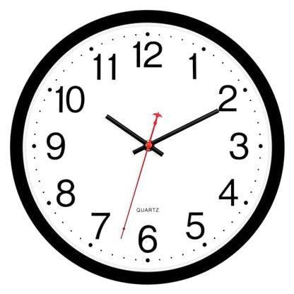 Foxtop 12 Inch Wall Clock Silent Battery Operated Analog Clock, Black | Non Ticking, Modern, Round, Easy to Read, Classroom, School, Office, Living Room, Bedroom - color: Black, size: 12 Inch - 1 Clock