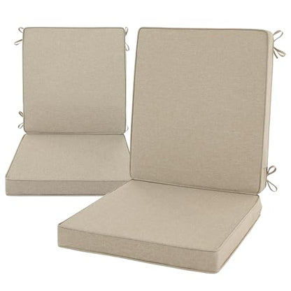 Outdoor Chair Cushions, Water-Resistant & Fade-Resistant, Patio Furniture Lawn Dining Chair Seat Replacement with Mid Back, Ties Zipper, Removable Cover, 18 x 16.5 Inch, Set of 2, Natural - color: Natural, size: 18" x 16.5" 2 Pack