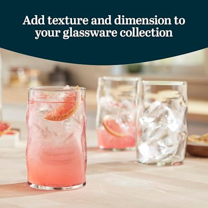 Libbey Lava Tumbler Drinking Glasses, All Purpose, Molten Groove Glasses Set of 8, Tactile, Tall Drinking Glasses for Water, Cocktails - color: Lava