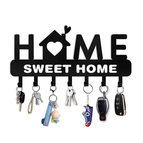 Personalized Key Holder for Wall, Home Metal Key Holder Wall Mount | Custom Name Sweet Home Key Rack, Coat Rack, Key Holder House Decor, Key Hooks on Wall, Housewarming Gift for Bedroom Entryway - color: 02 Home