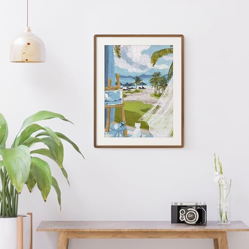 22x28 Poster Frame | Solid Oak Wood Picture Frame With Mat For 18x24 | Tempered Glass and Hanging Hardware Included | Puzzle Frame (Walnut, 1 Pack) - color: Walnut, size: 22''x28''-1P