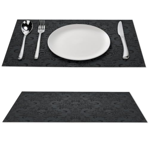 Placemats for Kitchen Dining Table Set of 4,Gothic Horror Skulls Printed Halloween Party Event Table Decoration Placemats 4 PCS, Style-23 - color: Style-23, size: 12"X18"|4 PCS