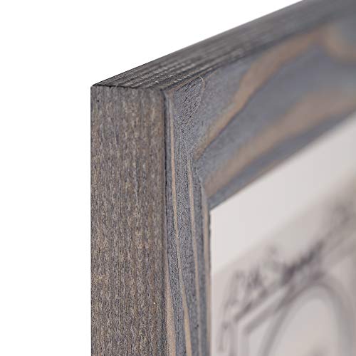 Rustic Solid Wood Square Collage Photo Frame 12x12 inch – Display Four (4) 4x6 inch Pictures with Mat Wall Tabletop - Grey - color: Grey