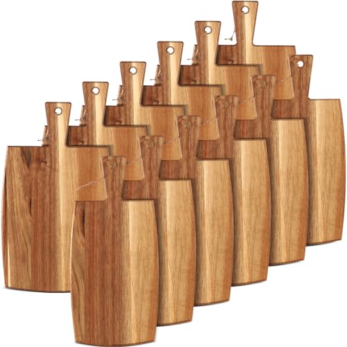 Layhit 12 Pcs Acacia Wood Cutting Board Bulk with Handle, 2 Sizes