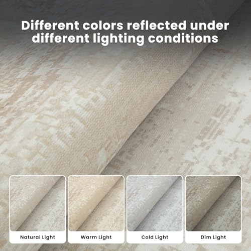 8x10 Neutral Washable Area Rugs for Living Room,Bedroom,Dining Room- Beige | Ultra Soft Low Pile Faux Wool,Non-Slip & Non-Shedding,Fade Resistant,Large Modern Abstract Carpet for Nursery Home Office - color: Light Brown-light Yellow-beige Brown-white, siz