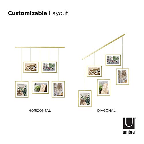 Umbra Exhibit Adjustable Photo Display – DIY Collage Set Mounts in Various Layouts Horizontally at Different Angles - Holds 5 Picture Frames for Photos, Prints, 4 by 6 inch and 5 (Pack of 3) - size: Pack of 3