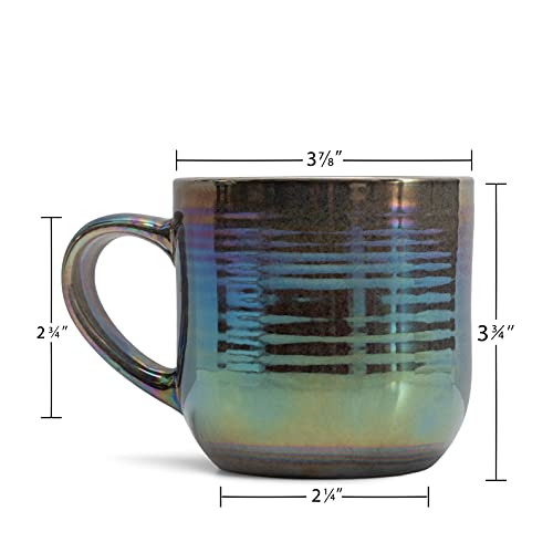 Elanze Designs Glossy Reactive Glaze Large 17 Fluid Ounce Everyday Kitchen Food Grade Ceramic Stoneware Coffee Mug Cup with Comfort Curved Handles, Set of 4, Black - color: Black