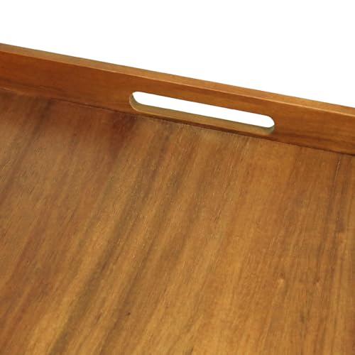 13 inch Acacia Wood Square Serving Tray, Decorative Platter with Handles, for Breakfast in Bed, Coffee Table, Appetizers, Snacks or Home Decor