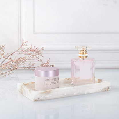 Emibele Bathroom Vanity Tray Countertop, 8" Rectangular Marble Resin Tray | Dresser Kitchen Sink Tray, for Jewelry Cosmetic Perfume Soap Candle, Compact Lightweight Waterproof, Mini Size, Ink Khaki - color: Ink Khaki, size: 7.7" x 3.9" x 0.8"
