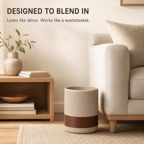 YMXYJM Resin Trash Can, Modern Round Wastebasket, 2 Gallon,Brown | Modern resin trash can with 2-gallon capacity, sturdy base, and open-top design for bathroom, kitchen, office, and home - color: Brown