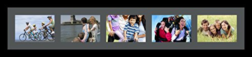 ArtToFrames Collage Photo Frame Single Mat with 5-5x7 Openings and Satin Black Frame. - color: 5 - 5x7 - (2138), size: Charcoal