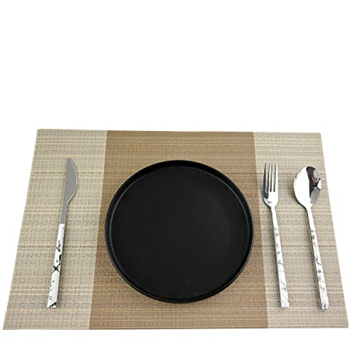 Vinyl Grey Florals Placemats Heat Resistant Dining Table Mats Non-Slip Washable Place Mats Set of 6 - color: Floral-grey