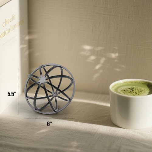 DreamsEden Metal Geometric Sphere Sculpture - 6.3" Modern Black Table Decor for Living Room, Shelf, Desk