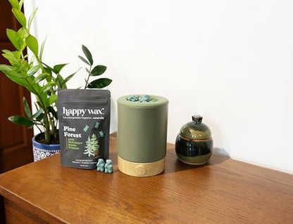 Happy Wax Sage Signature Wax Melt Warmer for Scented Wax Melts, Cubes & Tarts – Electric Wax Melter with Automatic Timer and No Scrape Silicone Dish for Easy Wax Removal - color: Sage