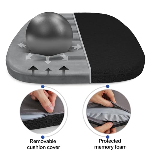 BUYUE Luxury 100% Pure Memory Foam Chair Cushion 1 Pack, Jacquard 16" U-Shape Comfortable Dining Chair Pad, Removable Slip Resistant Kitchen Chair Seat Cushion, (1 piece, Black) - color: Black