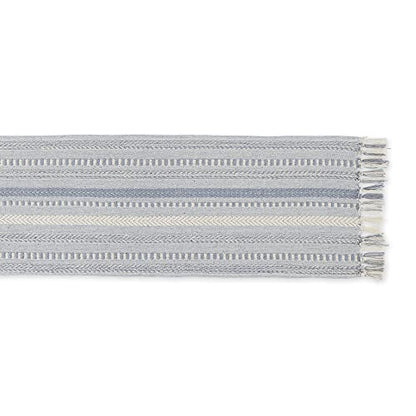 DII Farmhouse Braided Stripe Table Runner Collection, 15x72 (15x77, Fringe Included), Cool Gray