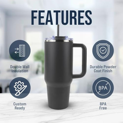 Hogg Big Swig 40oz Tumbler with Handle and Straw - Charcoal Gray, 40 oz Tumbler, Insulated Cup with Handle, 40oz Water Bottle with Straw, Thermal Cups, Leak Proof Lid, Travel Mugs, Stainless Steel - color: Charcoal Gray