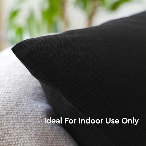 Encasa XO Throw Pillow Covers, Cotton, No Inserts 18"x18" Jet Black | Durable Cotton Canvas | Concealed Invisible Zipper | Ideal for DIY & Embroidery | Living Room & Couch | Set of 2 - color: Jet Black, size: 18" x 18" (Pack of 2)