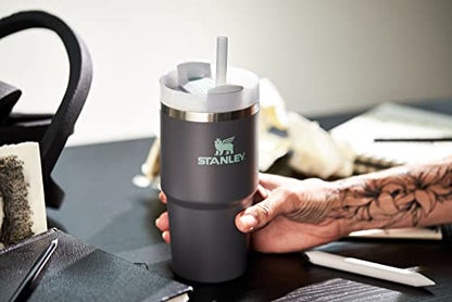 STANLEY Quencher H2.0 Flow State Tumbler, 20 oz, Charcoal | Straw and 3-Position Lid | Cup Holder Compatible for Travel | Insulated Stainless Steel Cup | BPA-Free - color: Charcoal, style: Classic