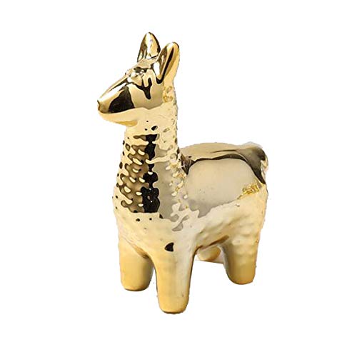 NWFashion Golden Small Animal Statues Home Decor Modern Style Gold Decorative Ornaments (Alpaca) - color: Alpaca