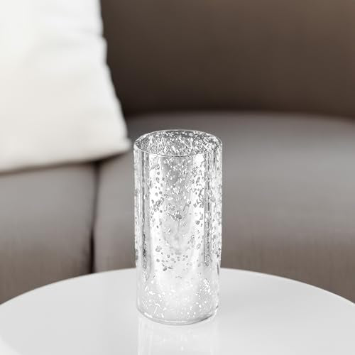 WGVI Hurricane Candle Holder Sleeve, W: 4", Ht: 8", Silver Speckled Glass Cylinder Open Both Ends, Chimney Tube Shade, 2 Pieces - color: Silver Speckle, size: 4x8"H